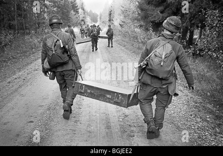 Svedese di soldati di leva durante le manovre 1988. K3 Battaglione Ranger, Karlsborg, Svezia. Foto Stock