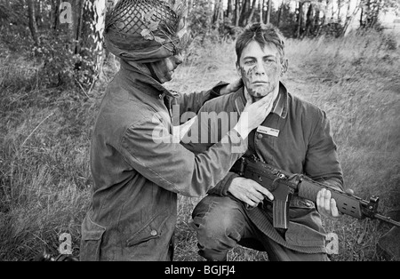 Svedese di soldati di leva durante le manovre 1988. K3 Battaglione Ranger, Karlsborg, Svezia. Foto Stock