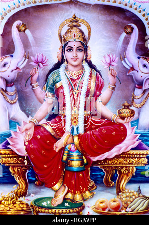 Lakshmi dea Indù della ricchezza bellezza e buona fortuna Foto Stock