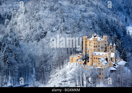 Howenschwangau castello bavarese in inverno, Germania Foto Stock