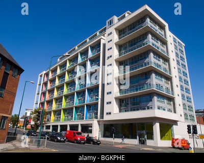 Un moderno edificio di appartamenti in centro citta' di Nottingham, Nottinghamshire REGNO UNITO Inghilterra Foto Stock