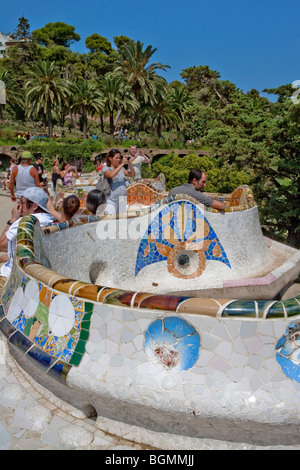 Barcellona - Spagnolo Art Nouveau - movimento Modernisme - Gaudi - Parco Guell di Gaudi Foto Stock