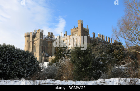 Regno Unito west sussex arundel il castello sotto la neve Foto Stock