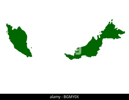 Malaysia mappa isolati su sfondo bianco. Foto Stock