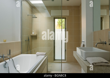 Piano terra bagno con lucernario e Philippe Starck sanitari Foto Stock