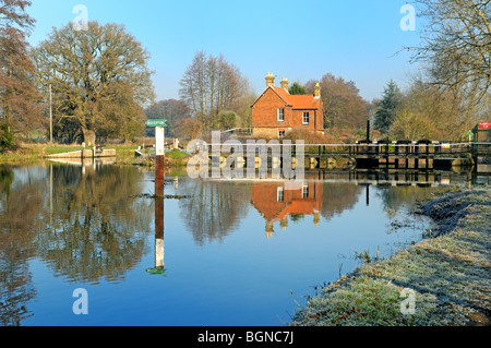 Fiume Wey navigazione,Pyrford Foto Stock