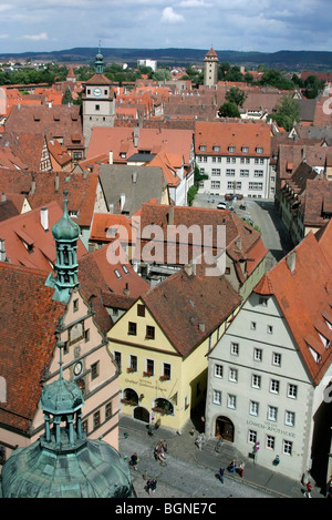 Vista di Rothenburg ob der Tauber, Baviera, Germania Foto Stock