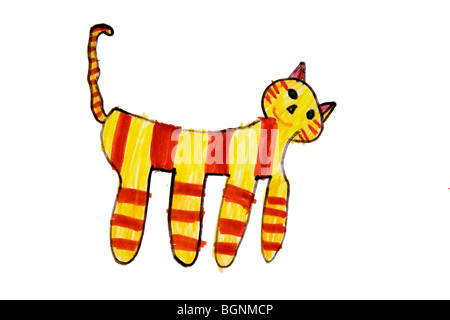 Bambino dell'immagine. Il gatto giallo Foto Stock