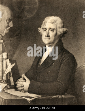 Thomas Jefferson ,1743 al 1826. Terzo presidente degli Stati Uniti e di un Padre Fondatore. Foto Stock