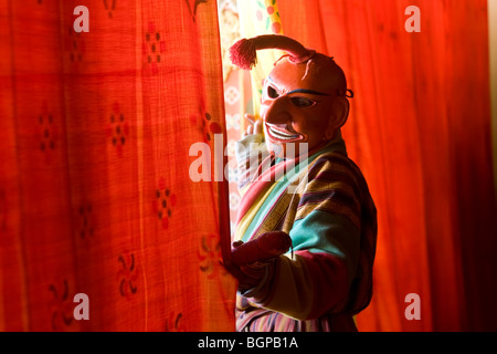 Uomo Mascherato, Festival, Trashichhoe Dzong (monastero), Thimpu, Bhutan Foto Stock