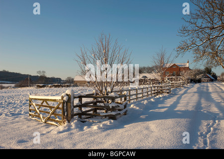 Scena di neve Warwickshire Foto Stock