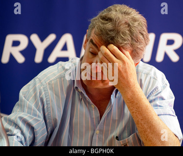 Michael O'Leary, Chief Executive Officer della compagnia aerea irlandese Ryanair durante una conferenza stampa Foto Stock