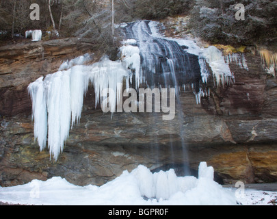 Bridal Veil Falls, North Carolina, in gennaio Foto Stock