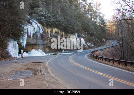 Bridal Veil Falls, North Carolina, in gennaio Foto Stock