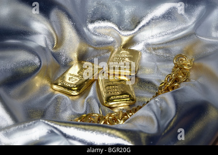 Gold Bullion lingotti in argento Foto Stock