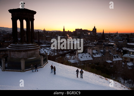 Edimburgo di notte da Calton Hill Foto Stock