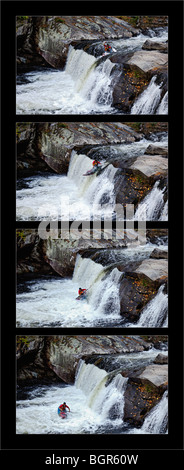 Sequenza di kayaker andando oltre il bambino scende in Bald River Gorge deserto in Cherokee Foresta Nazionale nella Contea di Monroe Foto Stock