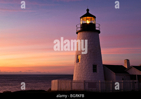 Punto Pemaquid Stazione di luce, Muscongus Bay, Bristol, Maine, Stati Uniti d'America. Foto Stock