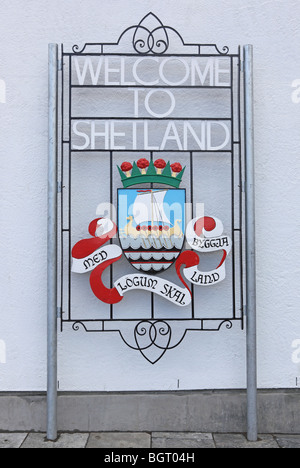 Le isole Shetland, Lerwick, segno delle Shetland Foto Stock