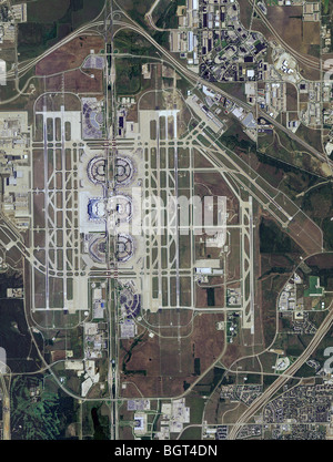 Antenna vista mappa Aeroporto di Dallas Fort Worth DFW Irving Texas Foto Stock