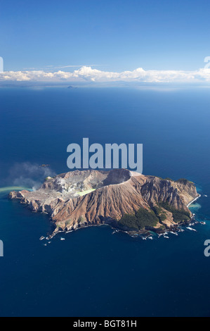 White Island, vulcano attivo, Baia di Planty, Isola del nord, Nuova Zelanda - aerial Foto Stock