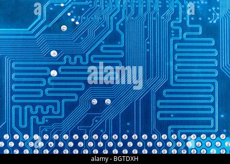 High Tech scheda di circuito blue background industriale Foto Stock