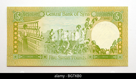 Siria 5 Cinque Pound Bank nota. Foto Stock