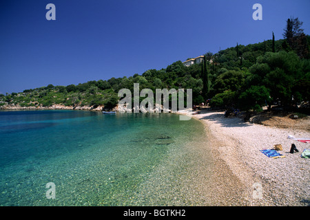 Grecia, Isole Ionie, Itaca, spiaggia di Kioni Foto Stock