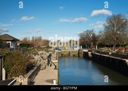 Blocco di Sandford sul Fiume Tamigi vicino a Oxford, Oxfordshire, Regno Unito Foto Stock