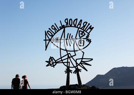 Illustrazione di ferro Mirador del Rio da César Manrique, Lanzarote, Isole Canarie, Spagna, Europa Foto Stock