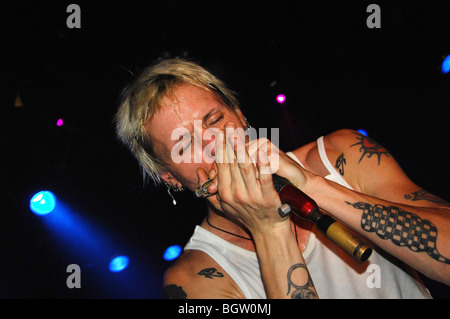 Harmonica player Jason Ricci al Bosuil, Weert Olanda, Dicembre 2009 Foto Stock