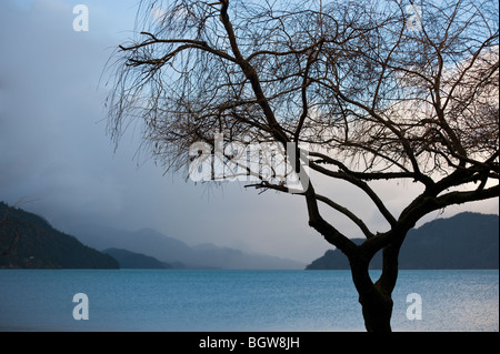 Harrison il lago e le sorgenti di acqua calda. Situato in basso sulla terraferma della British Columbia, Canada. Una destinazione popolare per i viaggiatori. Foto Stock