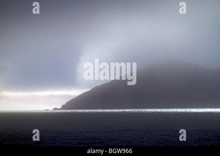 La nebbia avvolge Isola Georgia del Sud Foto Stock