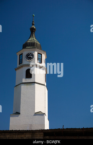 Sahat Kula, la torre dell Orologio alla fortezza di Kalemegdan a Belgrado in Serbia, Europa Foto Stock