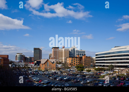 Panorama sullo skyline del centro cittadino di Greenville nella Carolina del Sud Foto Stock