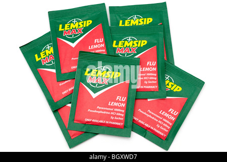 Sette bustine di Lemsip max flu Remedy Foto Stock