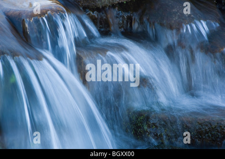 Silky chiara cascate di acqua su roccia-Giant Springs State Park, Montana Foto Stock