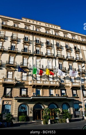 Grand Hotel Santa Lucia, 1900 Famoso hotel di Napoli, architetto Giovan Battista Comencini, Campania, Italia Foto Stock