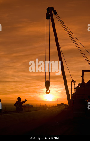 Esecuzione di lavori di costruzione di pipeline Foto Stock