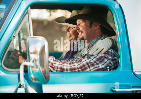 Coppia in camion Foto Stock