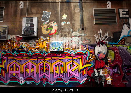 Graffiti su Hosier Lane, Melbourne Foto Stock