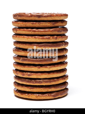 Pila di cioccolato al latte biscotti digestivi pila Foto Stock