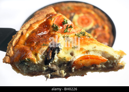 Una fetta di torta su una spatola dopo aver sollevato al di fuori della pentola che è stata cotta in Foto Stock