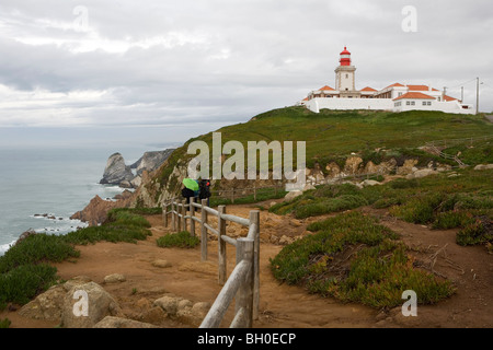 Faro di Cabo da Roca Portogallo Foto Stock