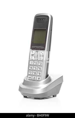 Cordless grigio telefono casa isolata su uno sfondo bianco Foto stock -  Alamy