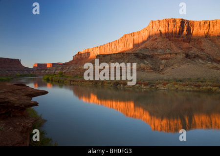 Il Green River a labirinto area lungo il White Rim Trail, Island in the Sky District, il Parco Nazionale di Canyonlands Moab utah Foto Stock