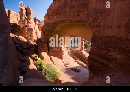 Tower Arch, Klondike Bluffs area, Arches National Park, vicino a Moab, Utah. Foto Stock