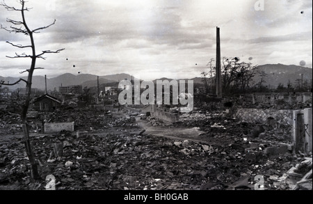 Scena di Hiroshima, Giappone in rovina poco dopo la bomba atomica è stata interrotta. Foto Stock