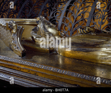 Eleonora di Castiglia (Richard i Queen, morto 1290) effigie in bronzo di sulla sua tomba nella Westminster Abbey. Foto Stock