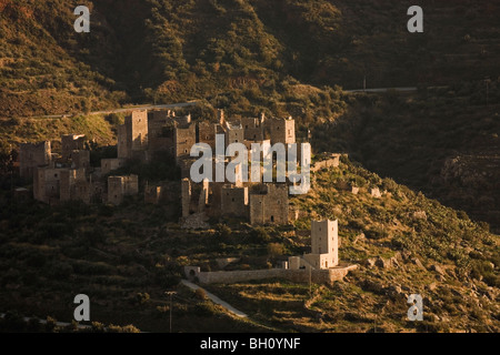 Vathia villaggio nelle mani del Peloponneso della Grecia Foto Stock
